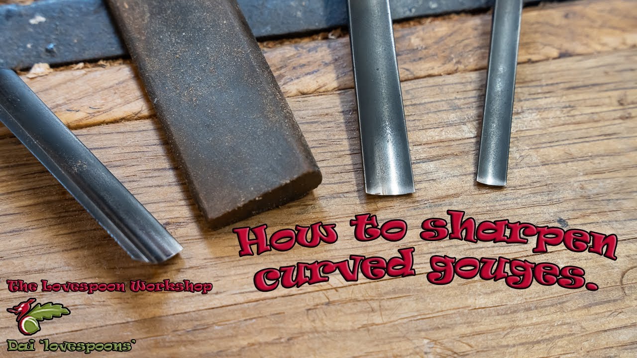 Sharpening curved chisels.