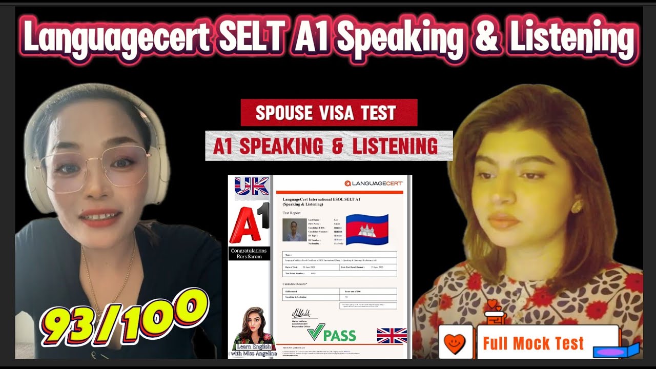 Languagecert A1 Spouse Visa Test||Speaking & Listening|| Full Mock Test||Passing Marks 60/100|8 mins