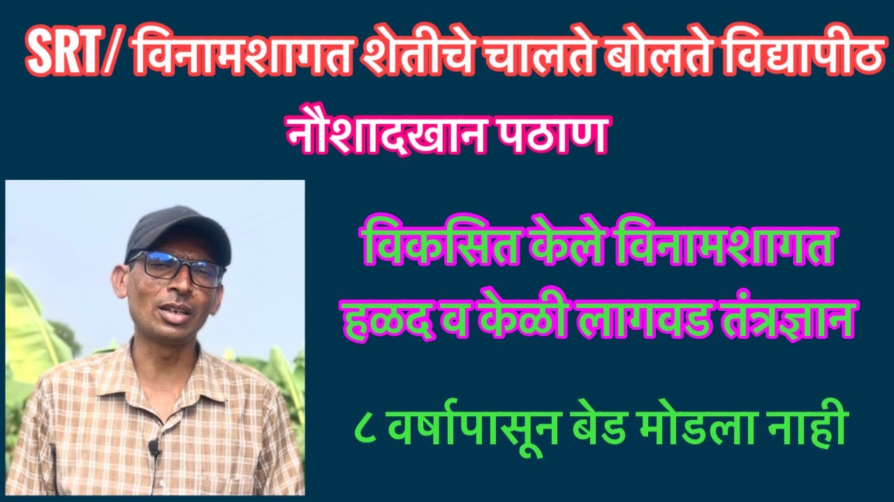 SRT/विनामशागत शेतीचे चालते बोलते विद्यापीठ।नौशादखान पठाण।८ वर्षाचा अनुभव।हळद केळीपण SRT वर