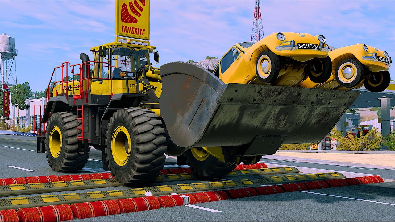 Trucks and Cars vs speed bumps | BeamNG Drive 540