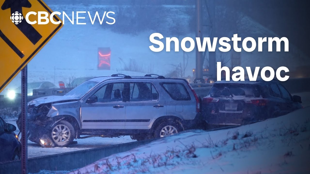 Winter storm causes multi-car pileup, REM interruption and stalls lane clearing in Montreal