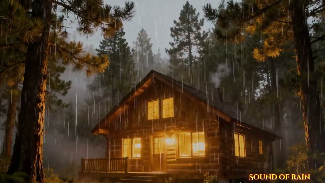 ASMR Rain Sounds for Sleeping - Sound of HeavyRainstorm & Thunder in the Misty Forest At Night 