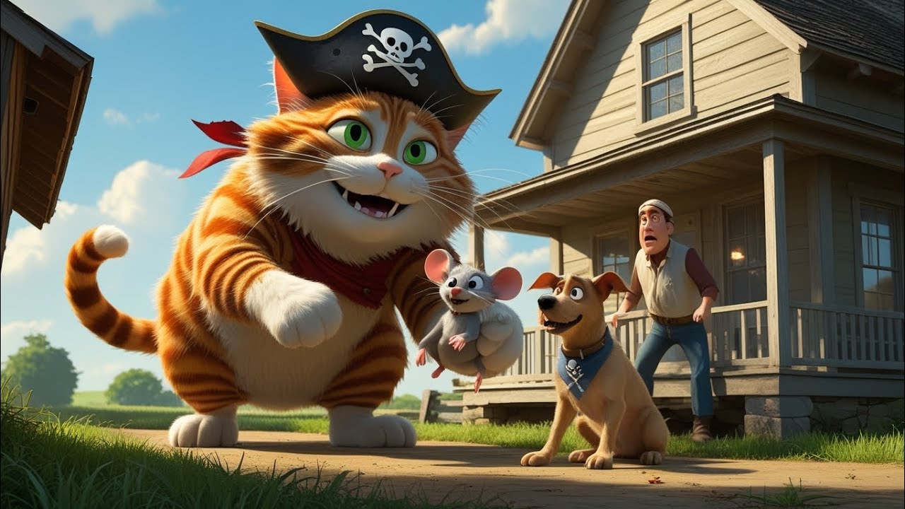 Giant Pirate Cat SAVES Mouse from Evil Dog🏴‍☠️🐭