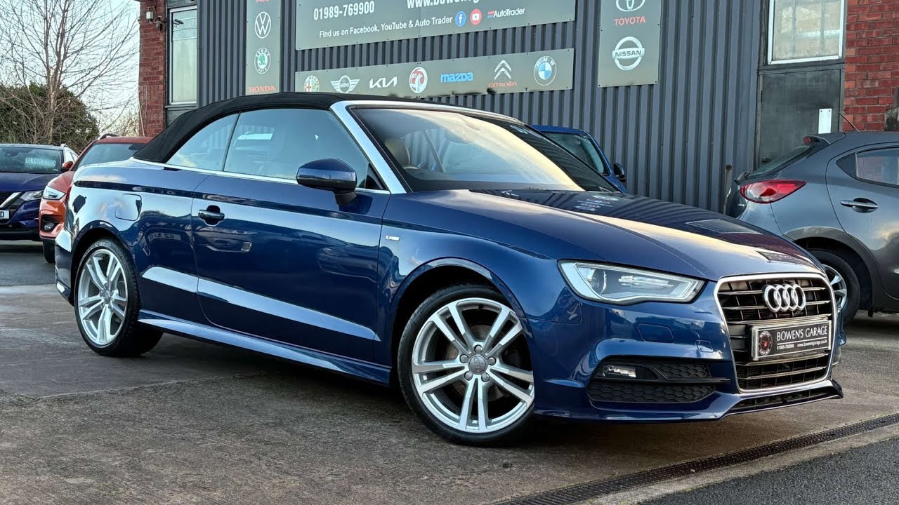 2014 (64) Audi A3 S-Line 2.0 TDi Cabriolet, цвет Scuba Blue. Пробег 58 тыс. миль. 9 ТО. Налог 20 ...