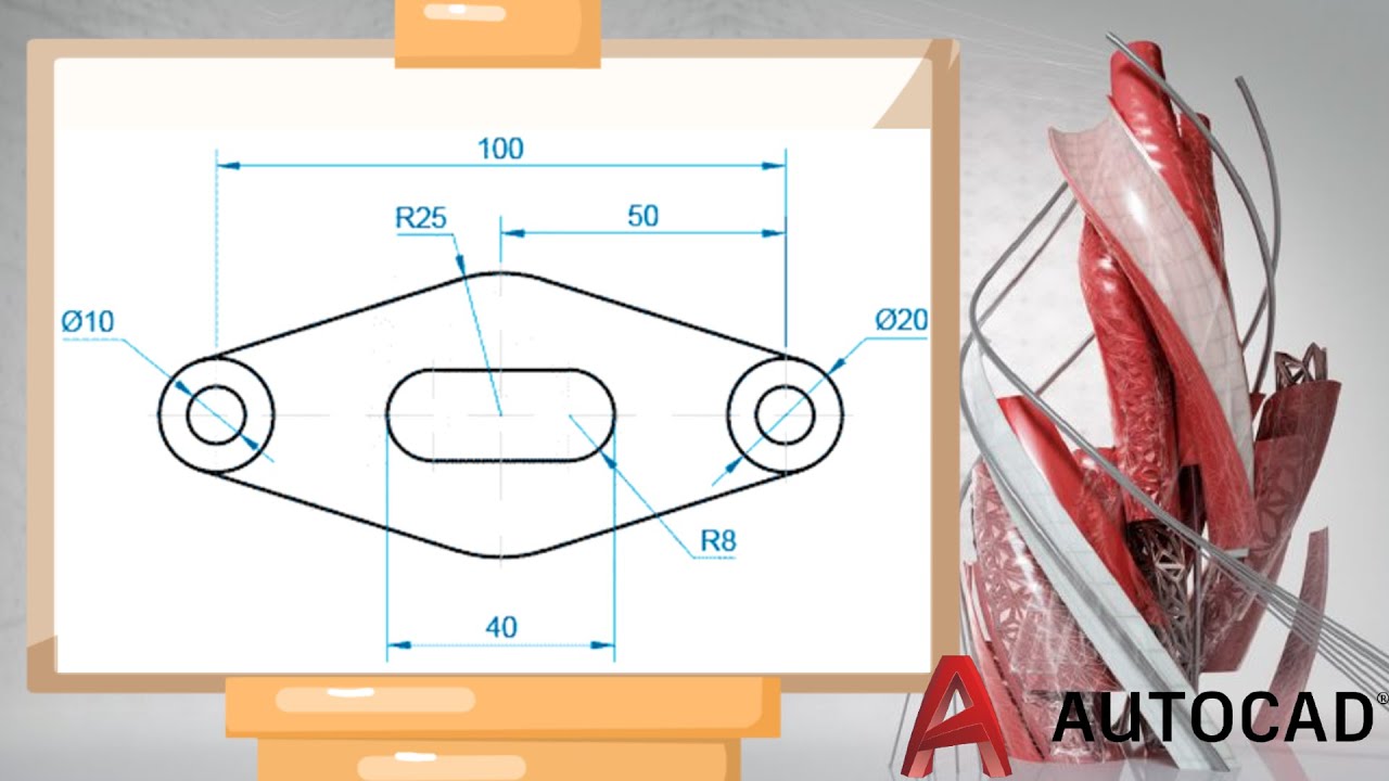 SOLUCION DE EJERCICIO AUTOCAD  🚀 - PIEZA MECANICA - BASICO  🥇