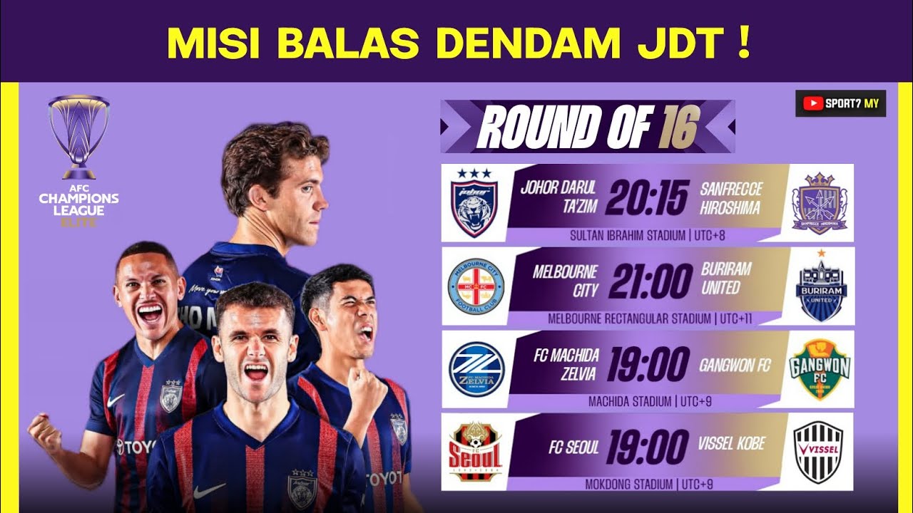 RASMI‼️ Jadual Round 16 ACL Elite 2026, JDT Berjumpa Gergasi JEPUN Sekali Lagi ! 