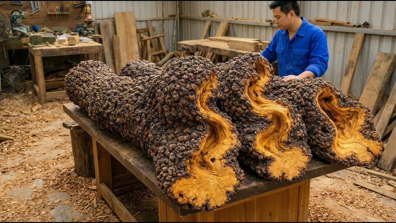 Nobody Wanted These Strange Bumpy Logs… Watch This Craftsman Turn Them Into a Stunning Work of Art
