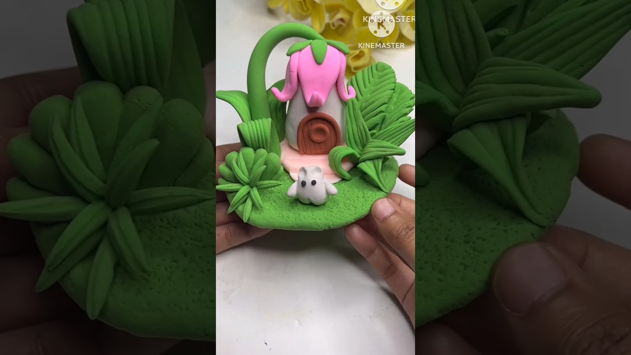 How to make easily flower hom with Super clay 💞 