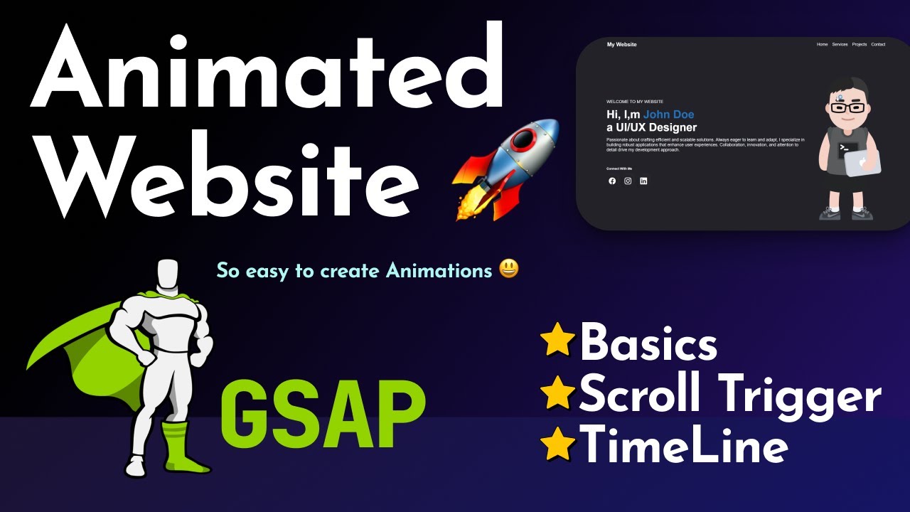 Animated portfolio website using html css GSAP