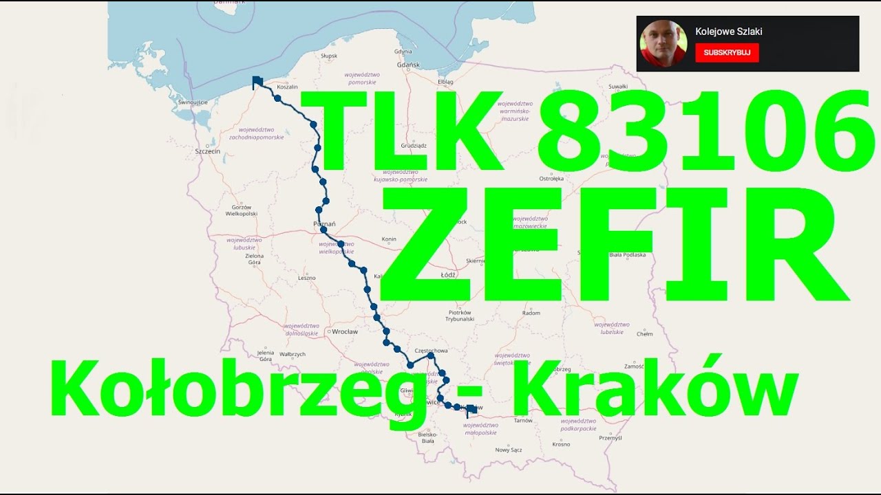 jesienny TLK 83106 ZEFIR pełny szlak KOŁOBRZEG - KRAKÓW GŁÓWNY EU07-030