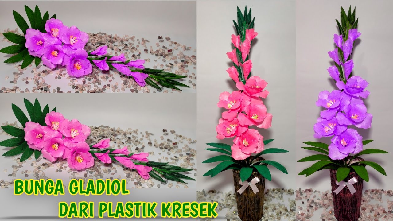 Cara Membuat Bunga Gladiol Dari Plastik Kresek//Gladiolus flowers from plastic bags/DIY/Bunga kresek