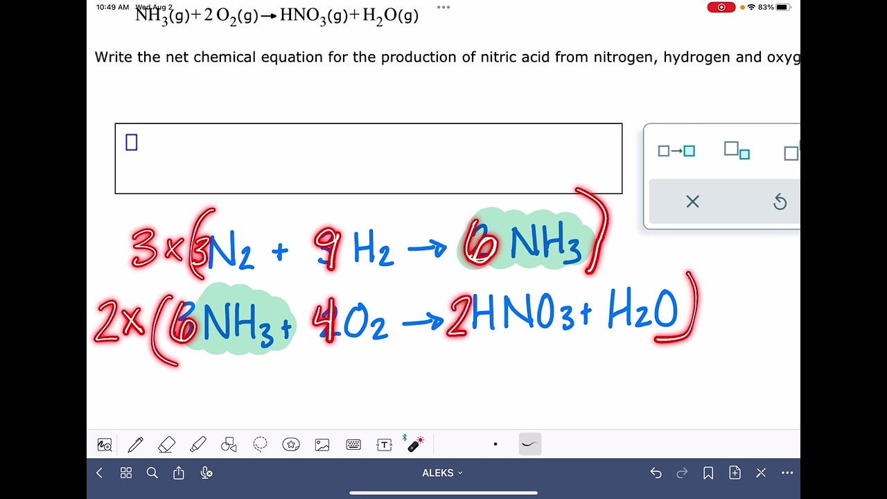 ALEKS: Writing the net equation for a sequence of reactions