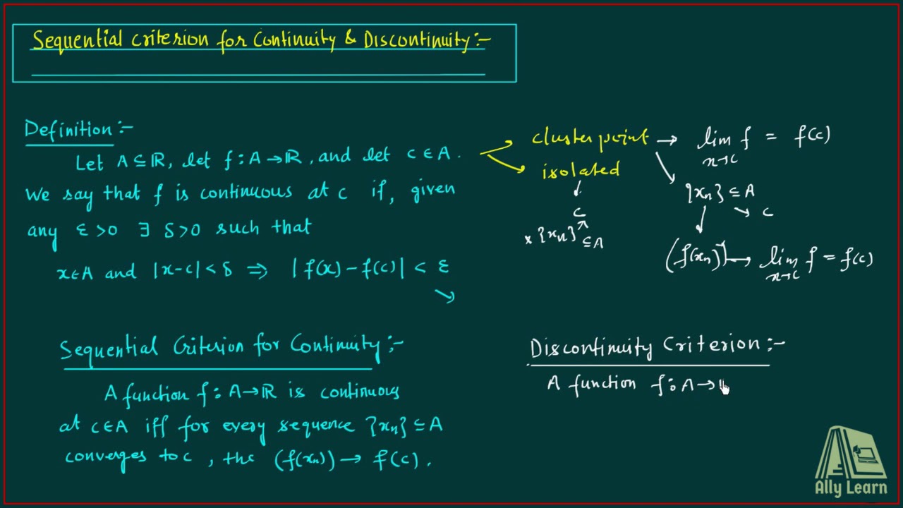 18 | Sequential Criterion for Continuity & Discontinuity | Explanation | Hindi