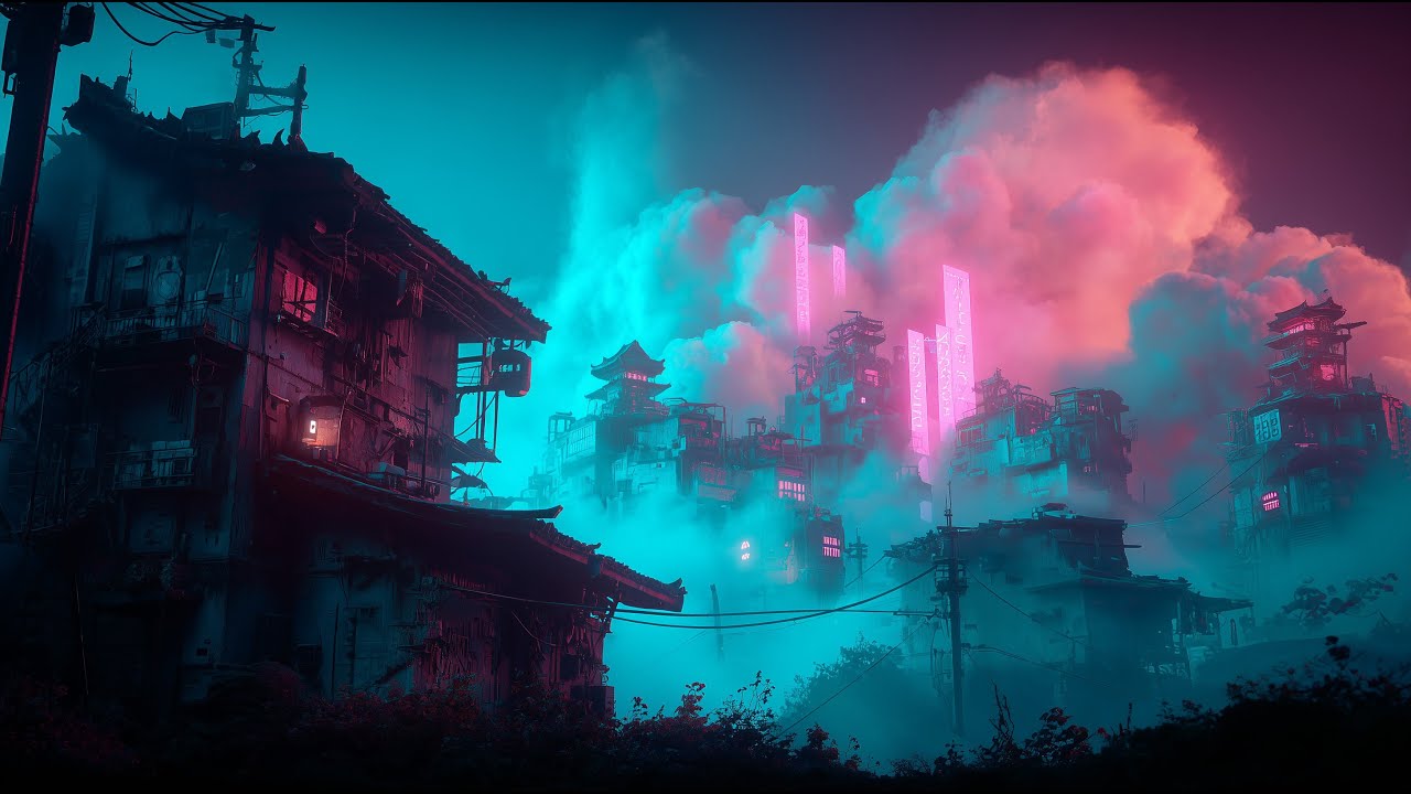 Neon Mist & Cyberpunk Clouds ☁️ [4K] Cyberpunk Lofi Hip Hop Mix | Relaxing Night Vibes