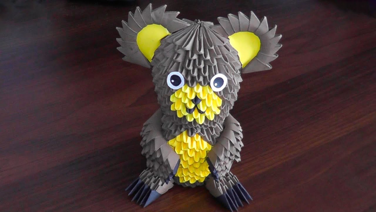 How to make a paper bear (Bruin, teddy-bear, grizzly bear). 3D origami assembly diagram (Tutorial)