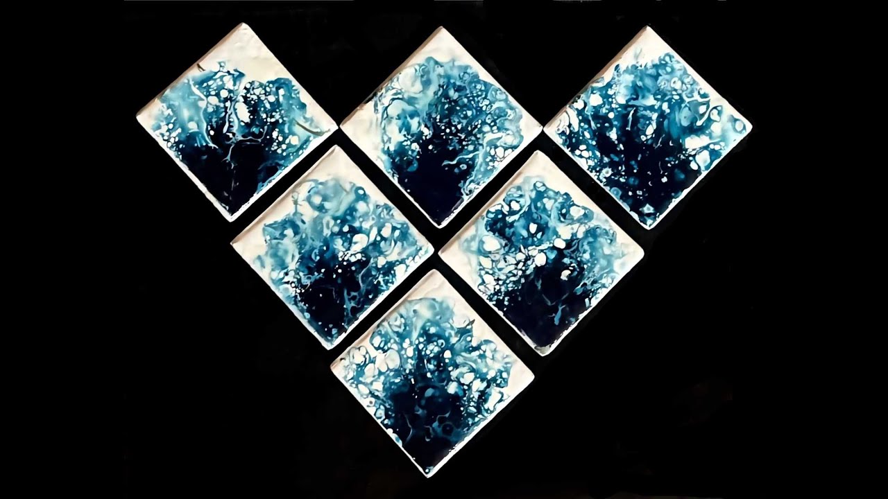 Fused float glass & Acrylic pour paint coasters