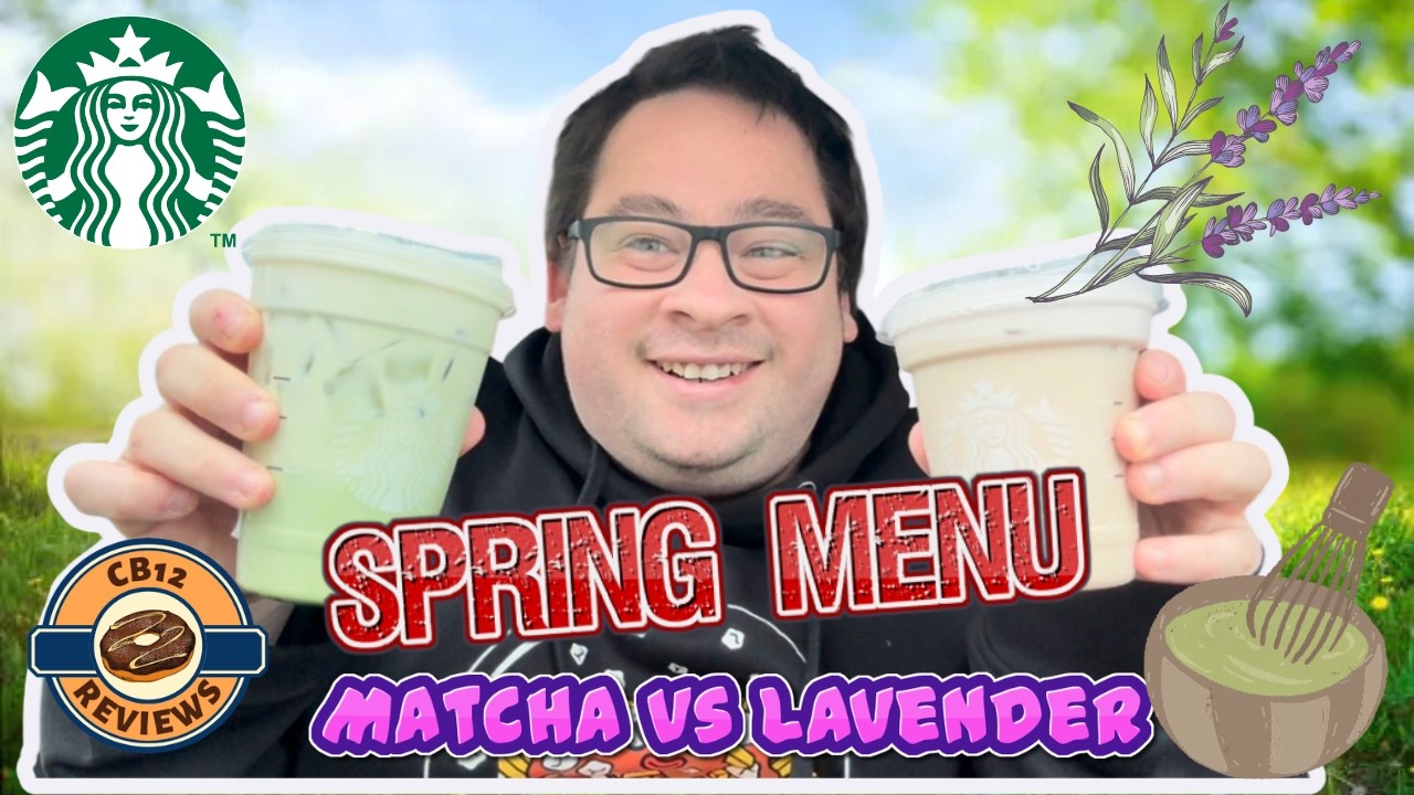 Trying Starbucks NEW Spring Drinks 🌸 Banana Bread Matcha & Lavender Chai Review! #review
