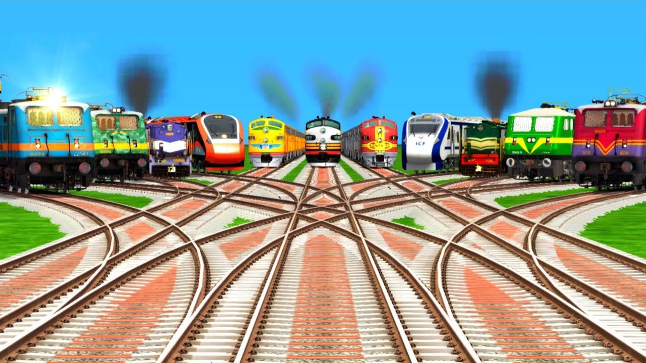 More Trains Crossing At Curves Didmond Fumikiri Railroad Tracks /Train crazy and Cartoon video games