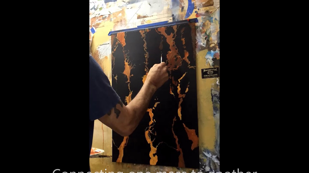 How to Faux Marble black and gold in acrylic paint 2020 Marc Potocsky