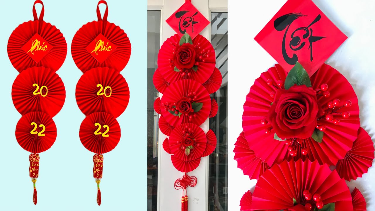 Mẫu 3 || Cách Làm Quạt Giấy Trang Trí Tết Siêu Đẹp || New year's Decoration | EVIG Trang Handmade