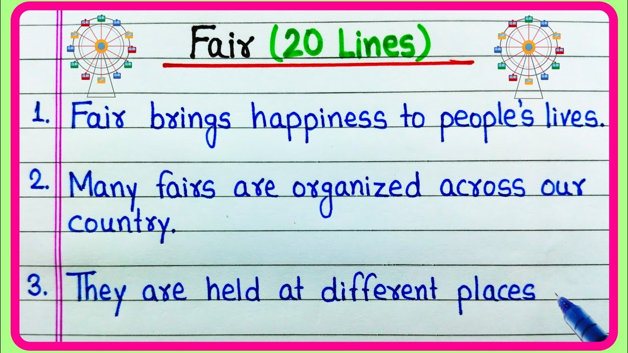 20 lines on fair essay in English writing | Essay on fair in English | Paragraph on Fair 20 lines