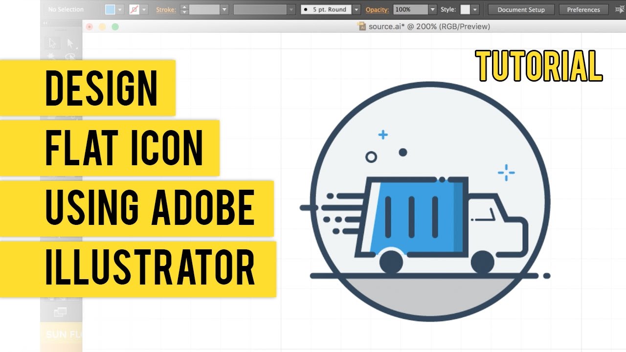 Design Flat Line Icon Menggunakan Adobe Illustrator Timelapse | Tutorial