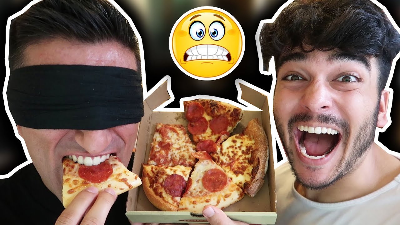 BLINDFOLD PIZZA FAST FOOD CHALLENGE ft. Derek Gerard