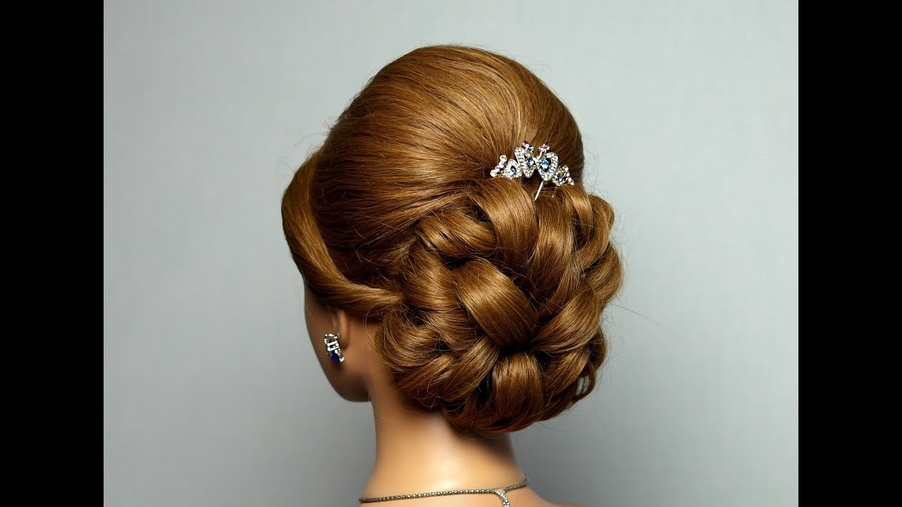 Wedding prom hairstyle for long hair. Bridal updo.