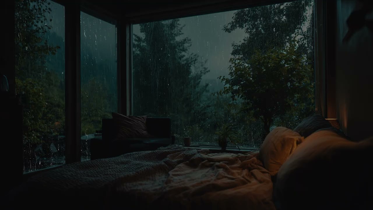 Late night rain atmosphere settles 🌙 turning long hours into peaceful shelter inside
