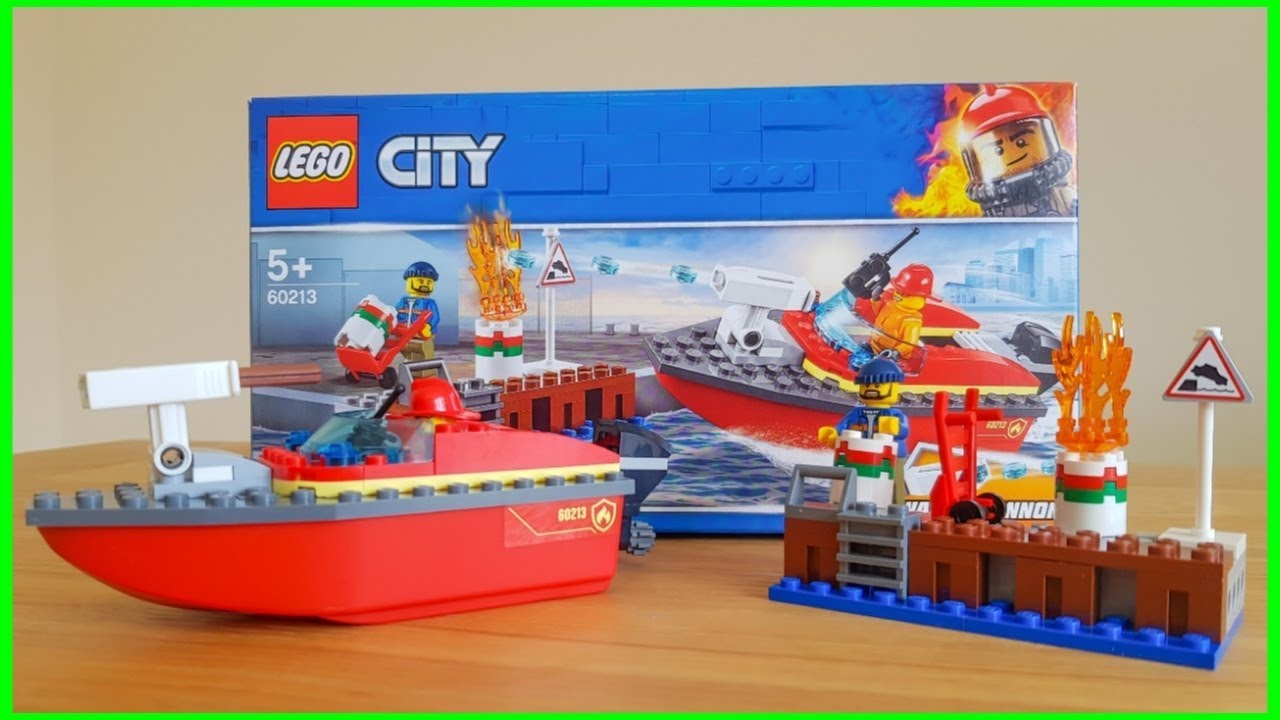 LEGO FIRE BOAT AND DOCK REAL TIME BUILD !!