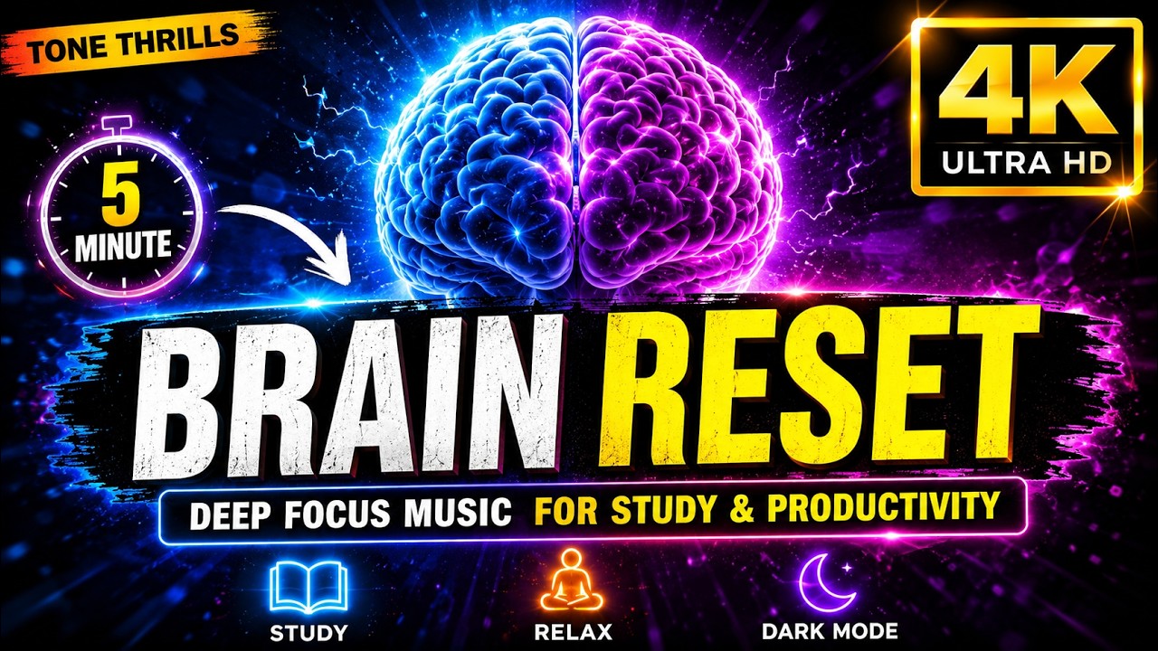5 MINUTE BRAIN RESET 🧠 Deep Focus Music for Study & Productivity (Dark Mode)