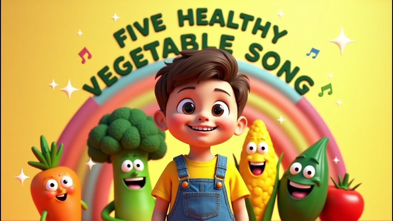 Five Healthy Vegetable Song 🌽🥦 | Learn Colors & Vegetables with Arlo | Kids Fun Learning Rhyme