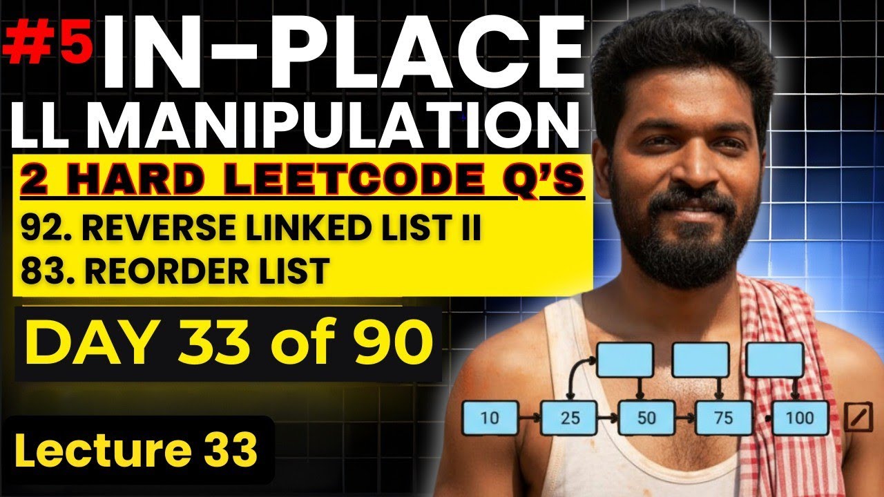 Day 33/90 |⚡ 2 HARD In-Place Linked List Manipulation Questions | DSA Pattern #5