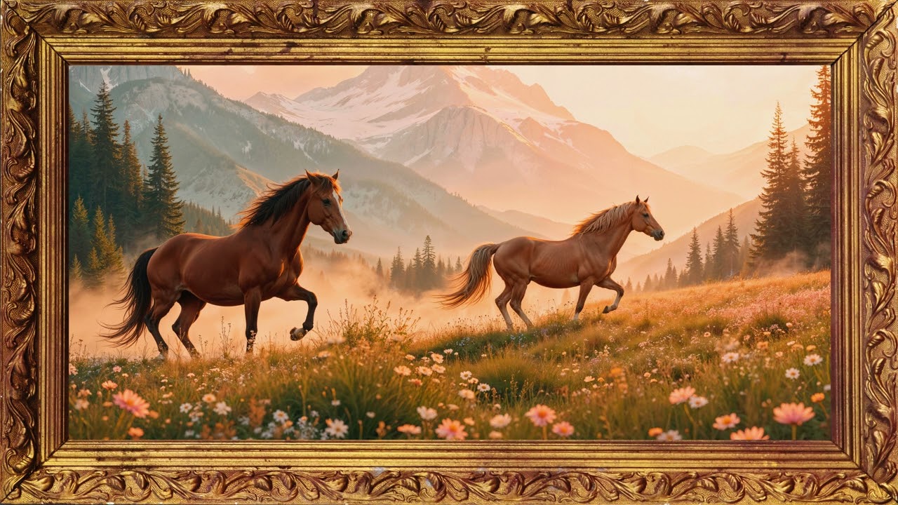 Luxury Gold Frame Abstract Art | 4K Art Gallery TV Screensaver for Living Room Wallpaper