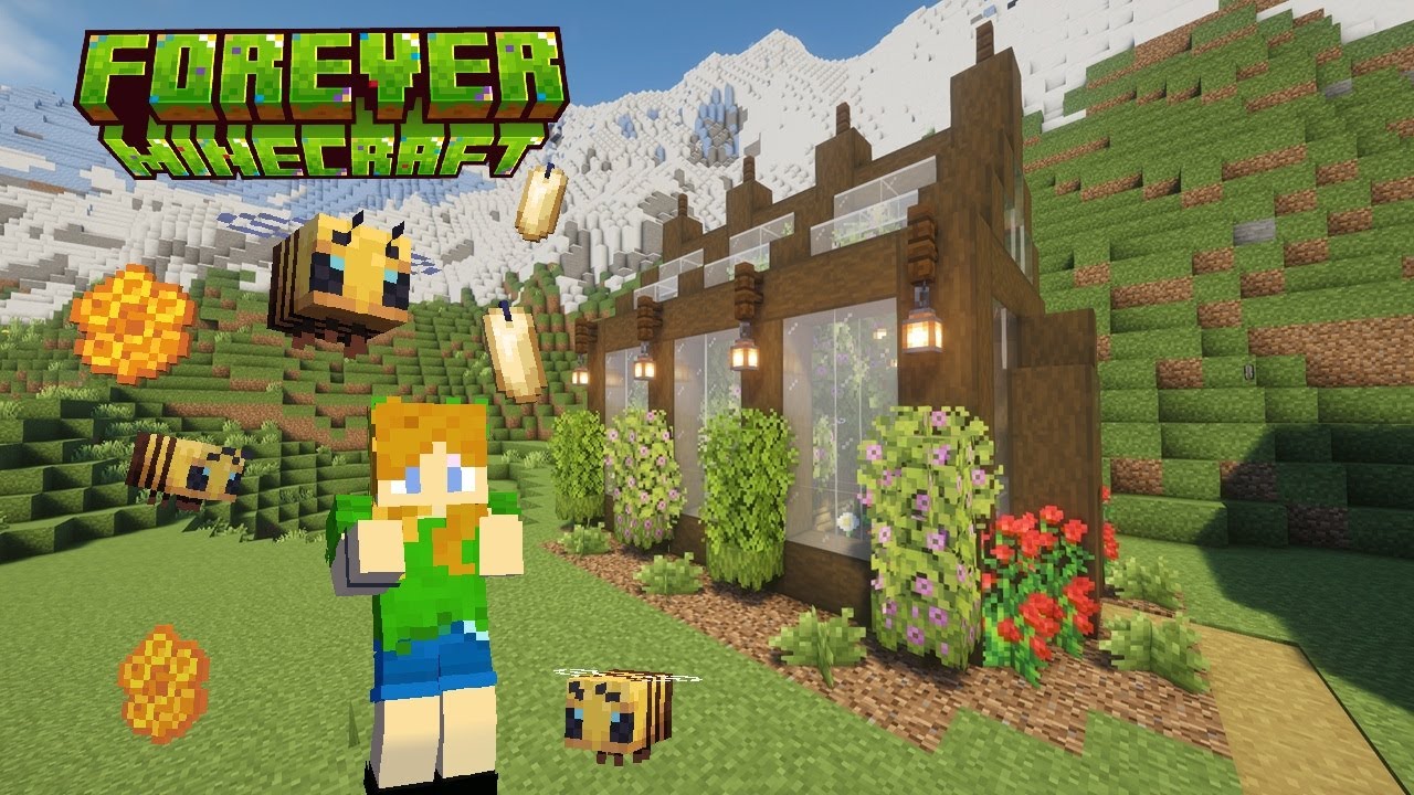 Building our Bee Apiary and Greenhouse in Forever Minecraft World VOD