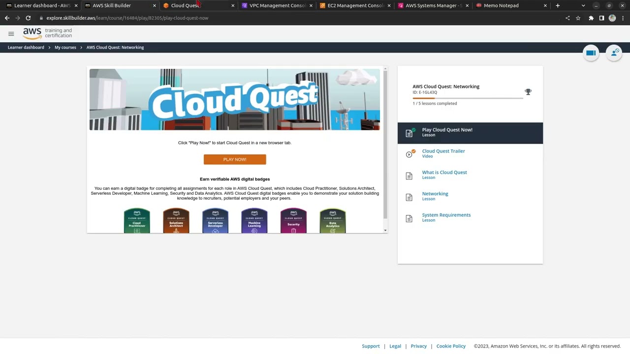 AWS CloudQuest Networking TASk7 Egress Traffic Filtering(practice mode steps 1-33)