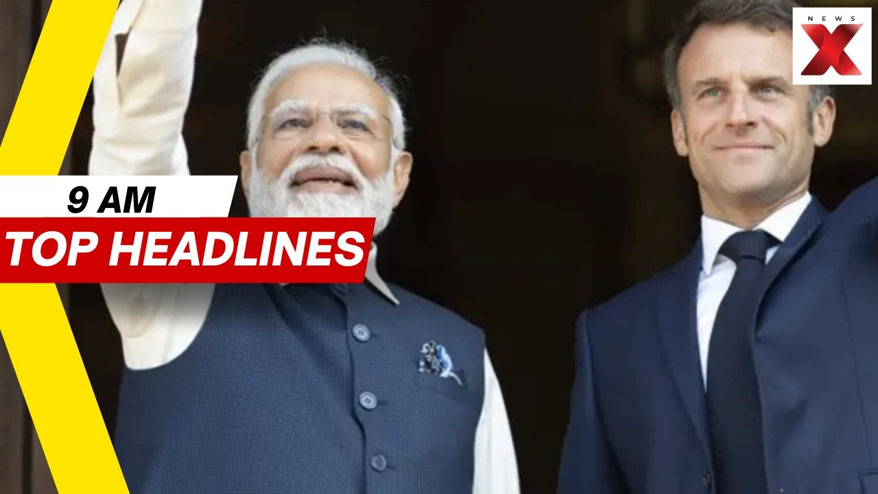French President Macron, First Lady Brigitte Land in Mumbai, Received by CM Fadnavis