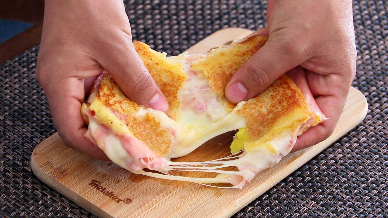 Sándwich de jamón y queso derretido ¡Sin usar horno! 🤤