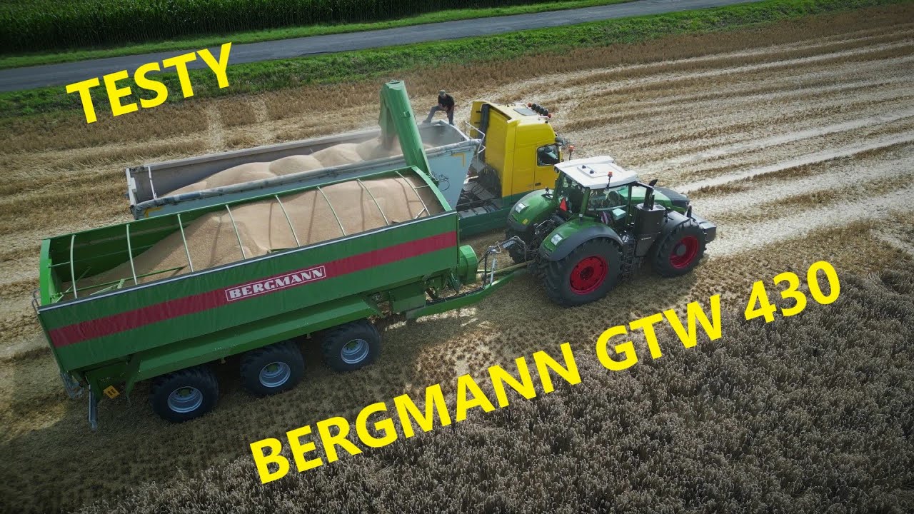 Testy przyczepy przeładowczej Bergmann GTW430/ Kombinat Rolny Kietrz/ Żniwa 2023/ @BERGMANNvideos