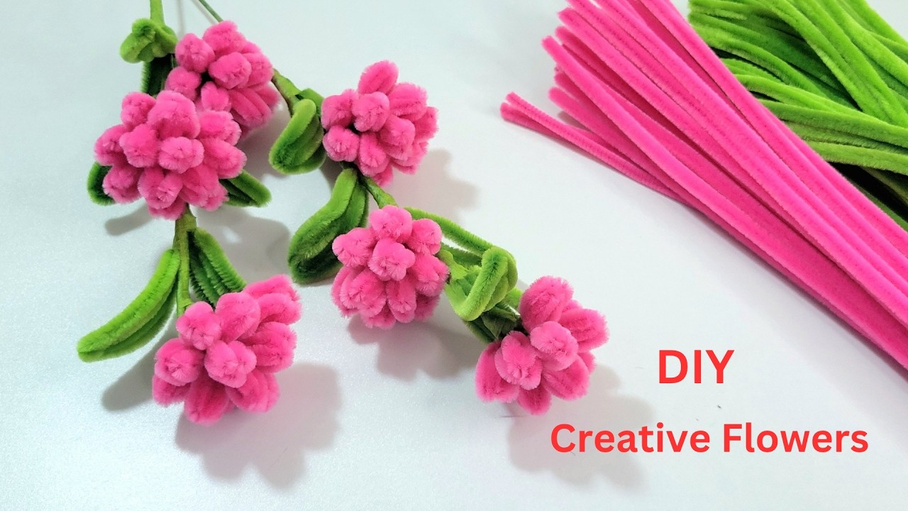 DIY Pipe Cleaner Easy to Make Beautiful Creative Flower | Red Chenille Easy Creative Bouquet Flower.