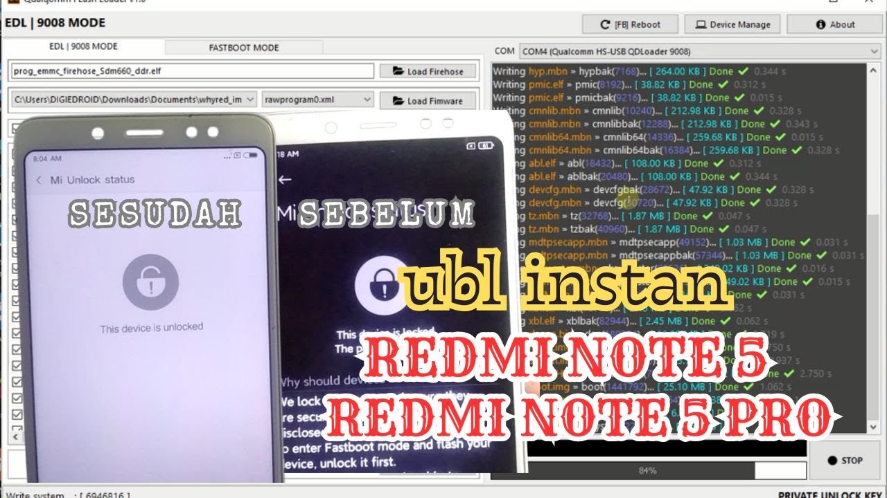 UBL Instan Redmi Note 5 Pro / Redmi Note 5 Whyred Permanent Hitungan Menit