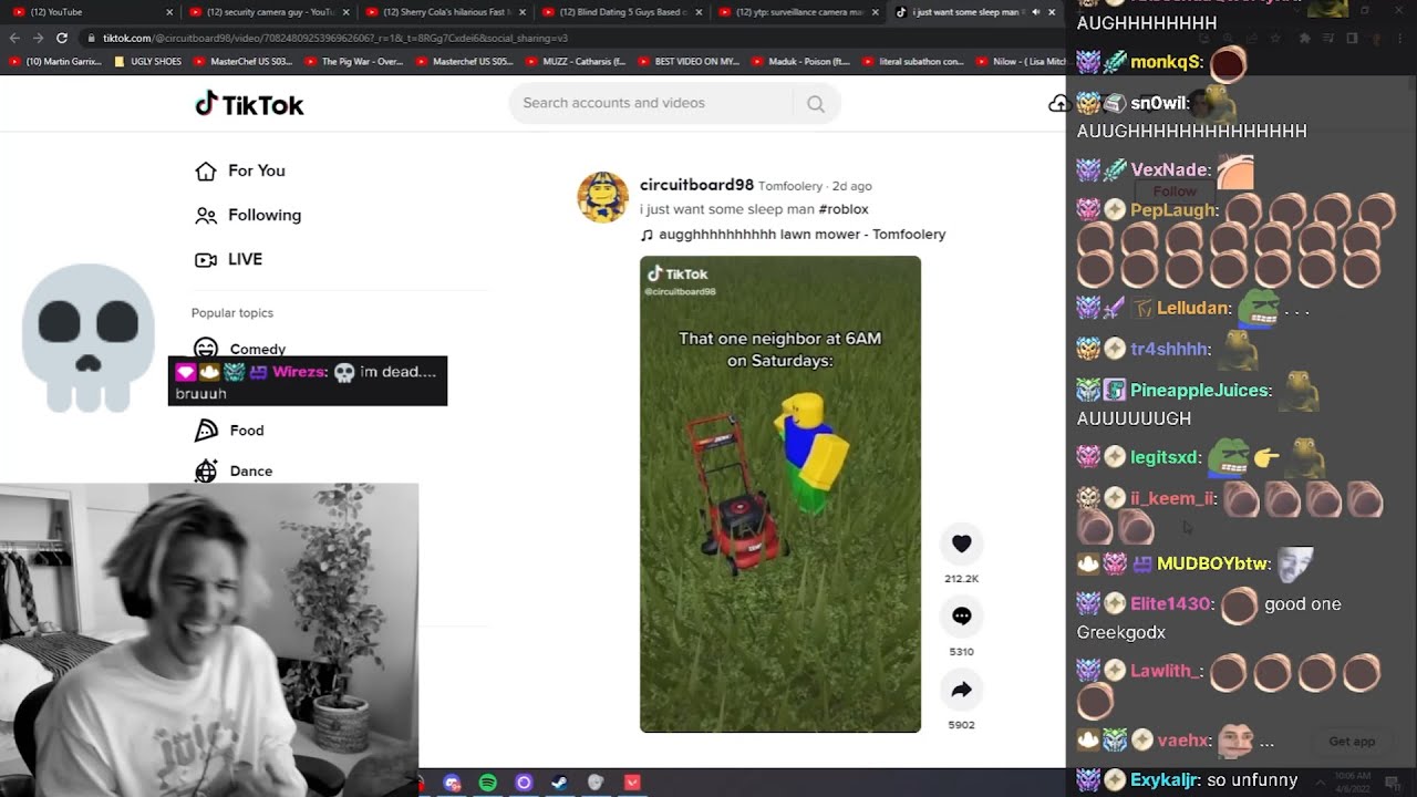 xQc DEAD💀💀 laughing at AUUUGGGHH Lawn Mower - Tomfoolery