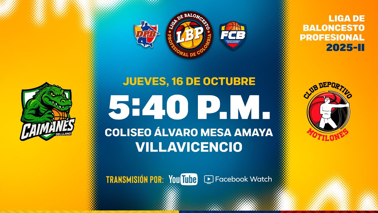 LIVE: #LigaDeBaloncestoProfesional | Caimanes Del Llano VS Club Deportivo Motilones 2025 - 10 - 16