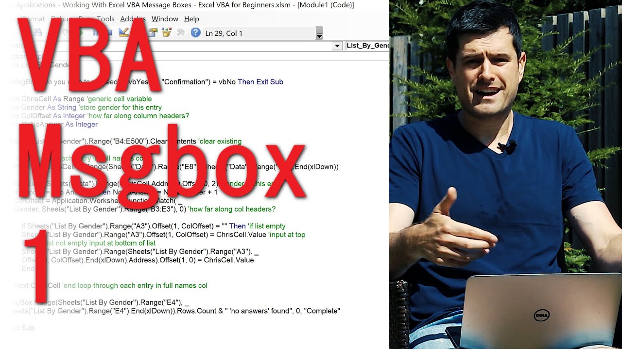 Excel VBA Message Boxes 1 - Simple Msgbox