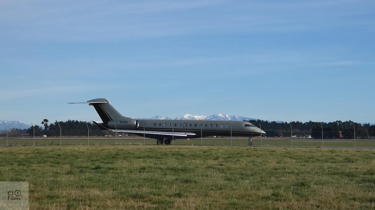 Fertitta Enterprises Bombardier Global 7500 taxiing & departures from Christchurch Airport 12.05.25