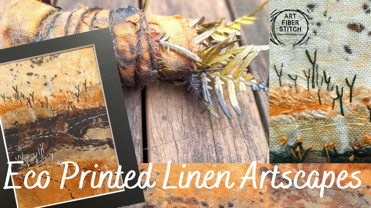 Discover how to make eco printed fabrics and then use them in textile art slow stitch creations.