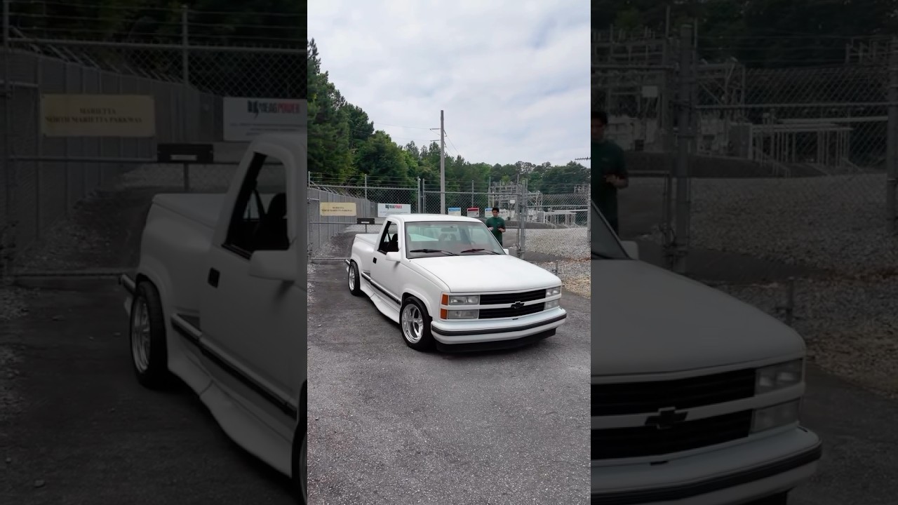 90s OBS Chevy With Body Kit & Original Red Interior 🩸 #obschevy #obs #obstruck #droppedtrucks #90s