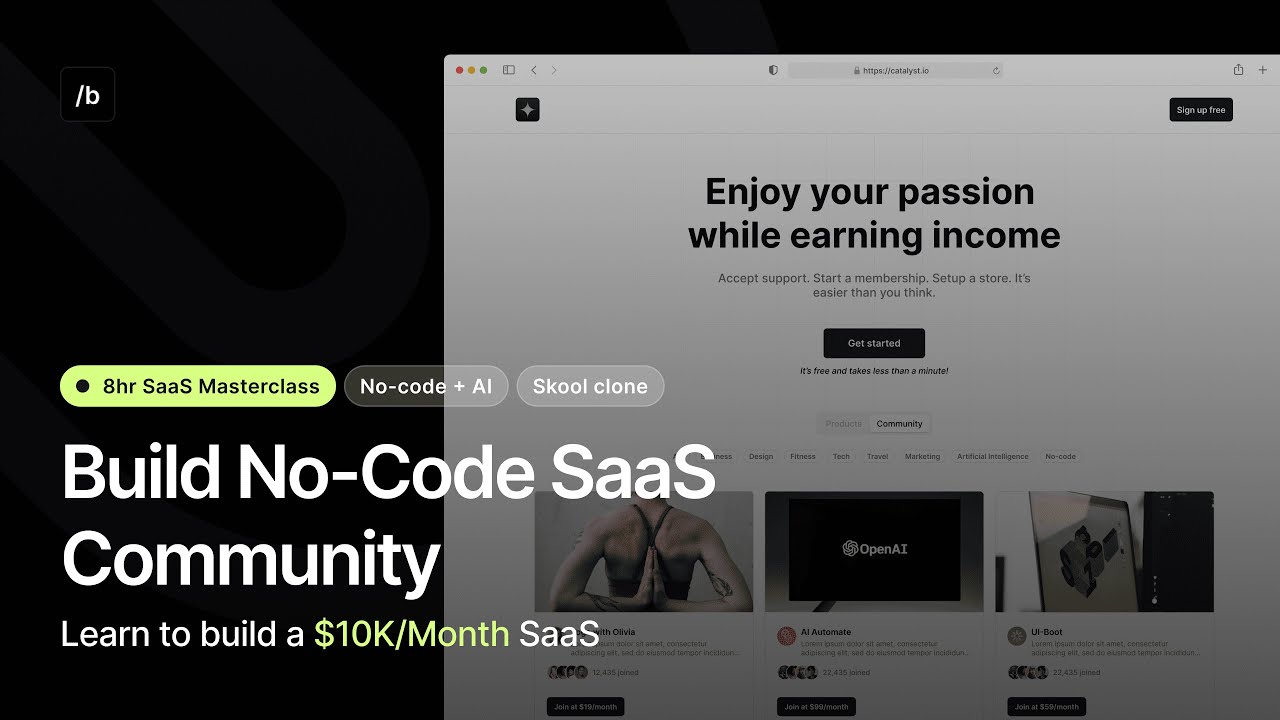 Learn to build SaaS application using no code + AI and make $10K per month