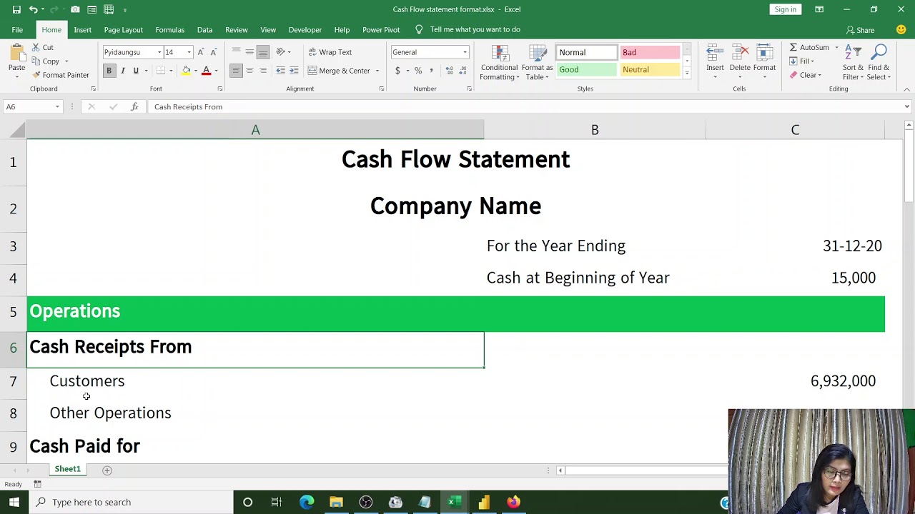 Cash Flow statement  (Part - III)