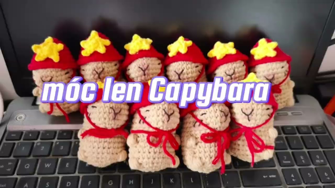 HƯỚNG DẪN MÓC LEN CAPYBARA ĐỘI NÓN LÁ HÌNH NGÔI SAO #crochetdiy #鉤針 #capybara #moclen 